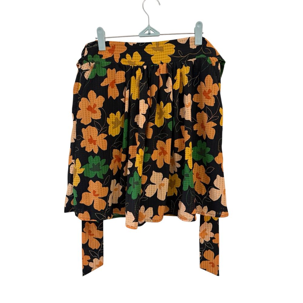 Who What Wear Small Floral Skirt Boho Built In Wrap Belt Lined Stretchy Waist